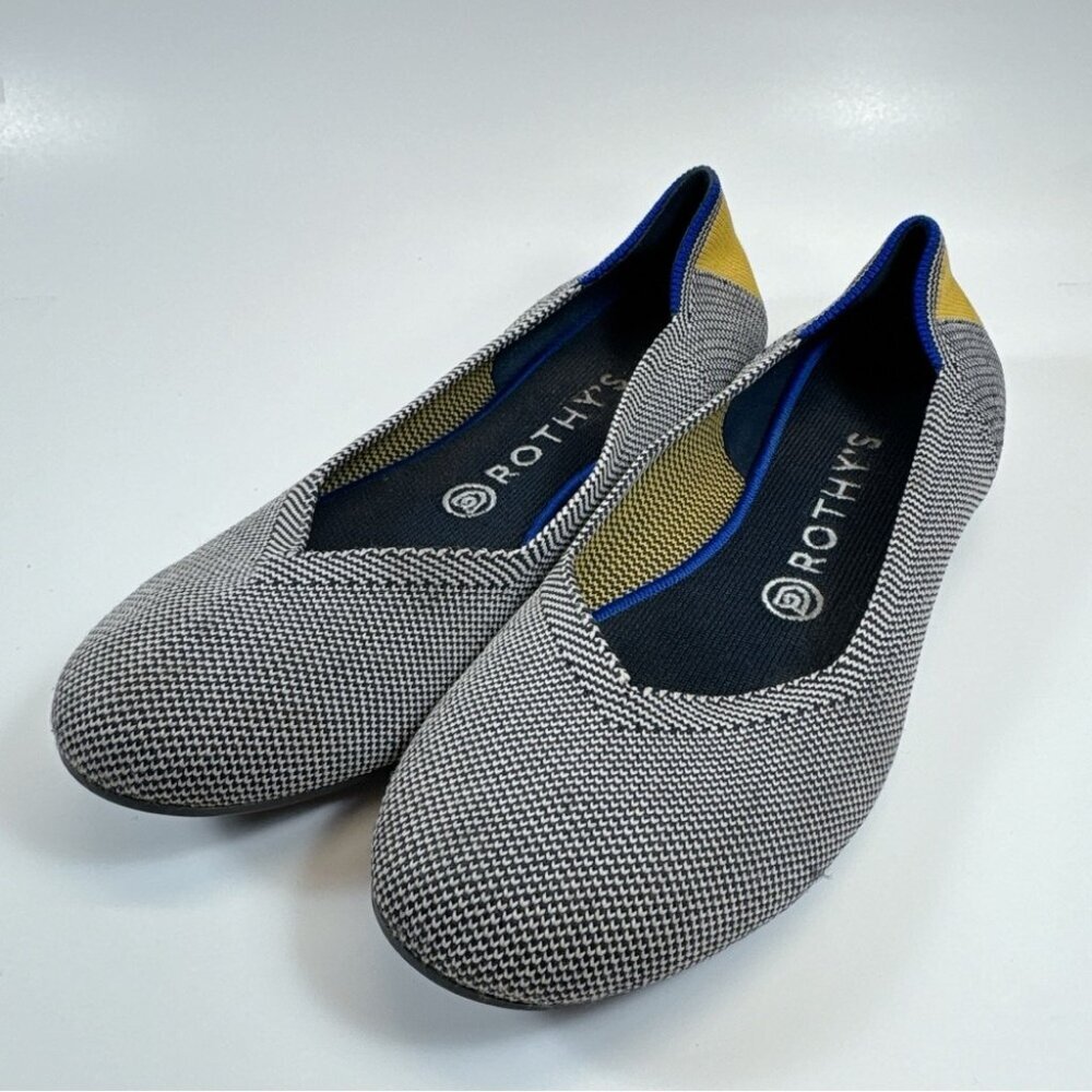 Rothy's Womens 9 Shale Ribbon Stripe Round Toe Flats - Picture 2 of 14